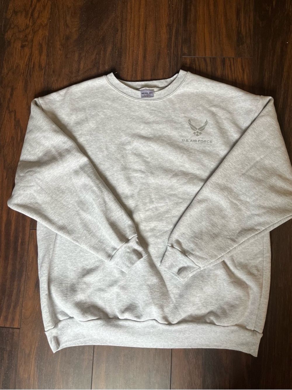 VTG US Air Force Crew Neck Sweater Mens XL Gray Military USA MEKE INC Reflective